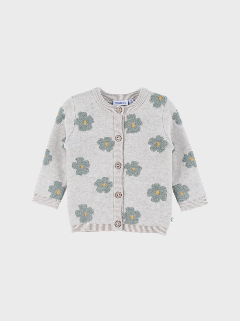 Cardigan en tricot clair à fleurs Noukie's Beige - Kiabi