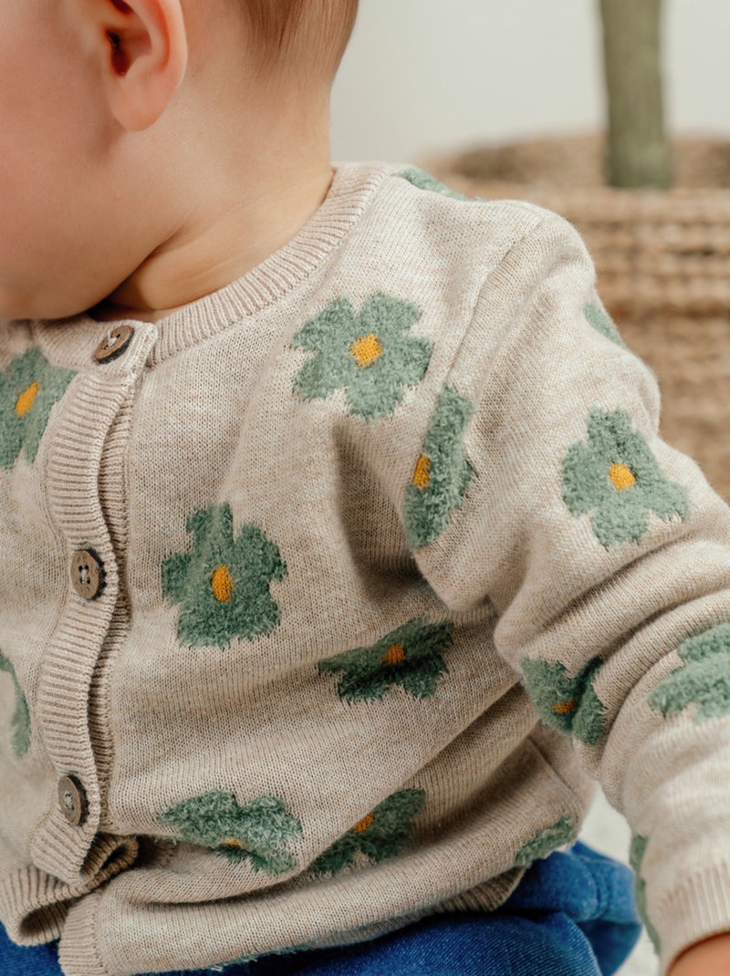 Cardigan en tricot clair à fleurs Noukie's Beige - Kiabi