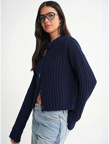 Cardigan en tricot côtelé texturé avec boutons mixray