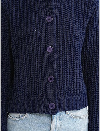 Cardigan en tricot côtelé texturé avec boutons mixray