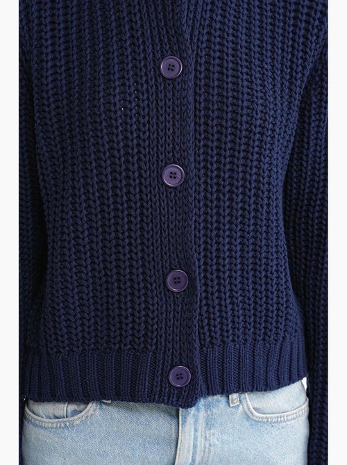 Cardigan en tricot côtelé texturé avec boutons mixray - Kiabi Cardigan en tricot côtelé texturé avec boutons mixray - Kiabi