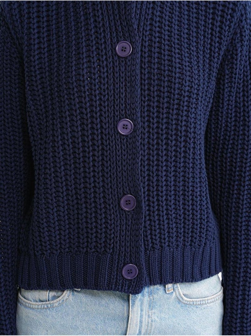 Cardigan en tricot côtelé texturé avec boutons mixray Bleu marine - Kiabi