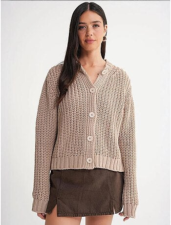 Cardigan en tricot côtelé texturé avec boutons mixray
