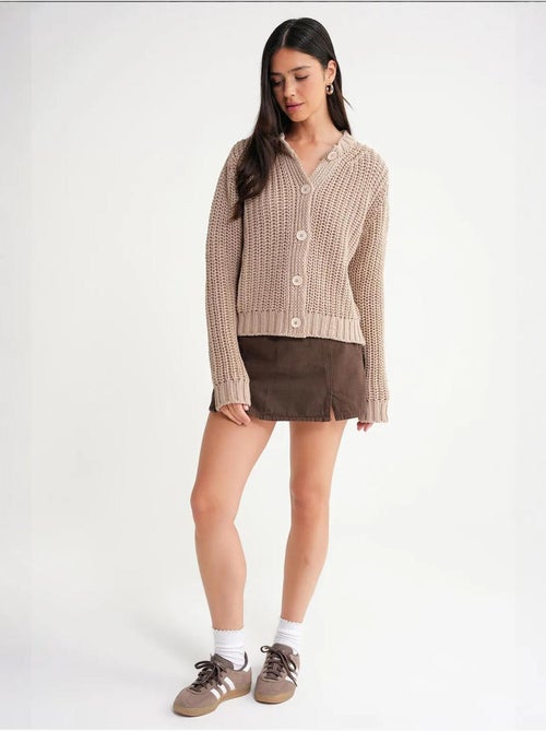 Cardigan en tricot côtelé texturé avec boutons mixray - Kiabi Cardigan en tricot côtelé texturé avec boutons mixray - Kiabi