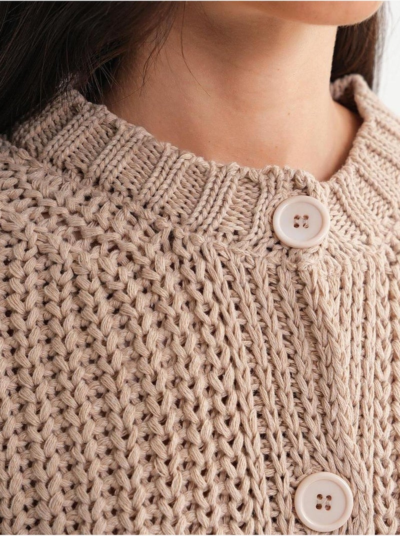Cardigan en tricot côtelé texturé avec boutons mixray Grège - Kiabi