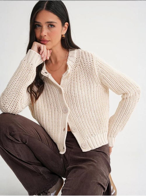 Cardigan en tricot côtelé texturé avec boutons mixray - Kiabi Cardigan en tricot côtelé texturé avec boutons mixray - Kiabi