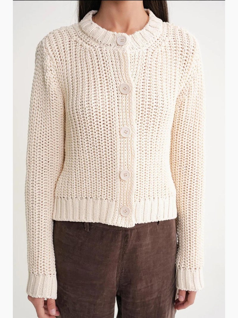 Cardigan en tricot côtelé texturé avec boutons mixray Ivoire - Kiabi