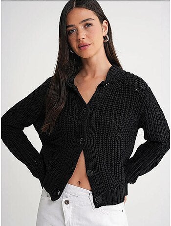 Cardigan en tricot côtelé texturé avec boutons mixray