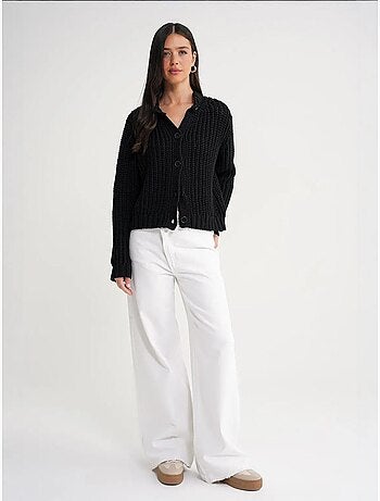 Cardigan en tricot côtelé texturé avec boutons mixray