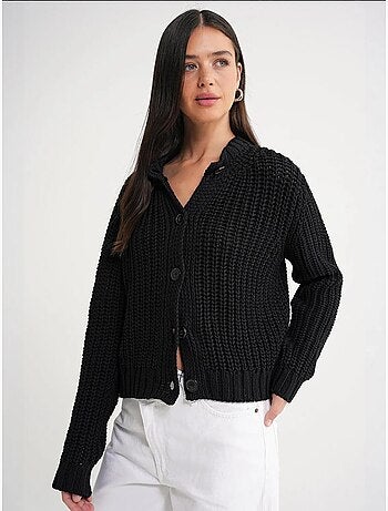 Cardigan en tricot côtelé texturé avec boutons mixray