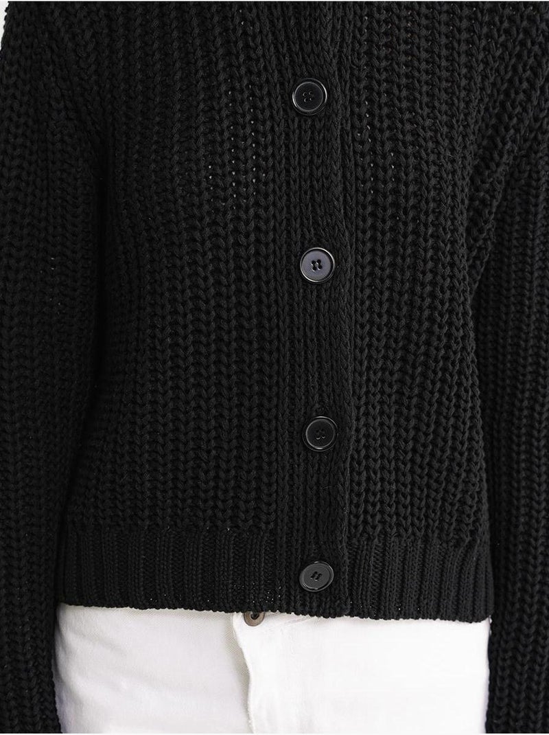 Cardigan en tricot côtelé texturé avec boutons mixray Noir - Kiabi