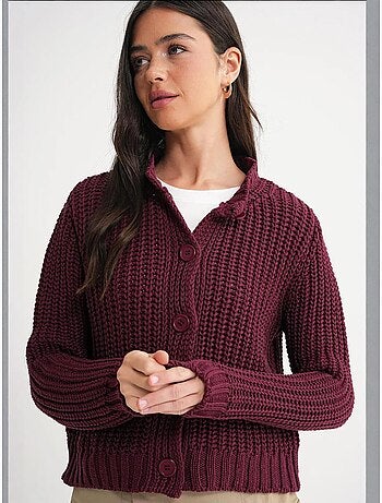 Cardigan en tricot côtelé texturé avec boutons mixray