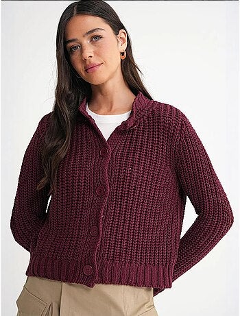 Cardigan en tricot côtelé texturé avec boutons mixray