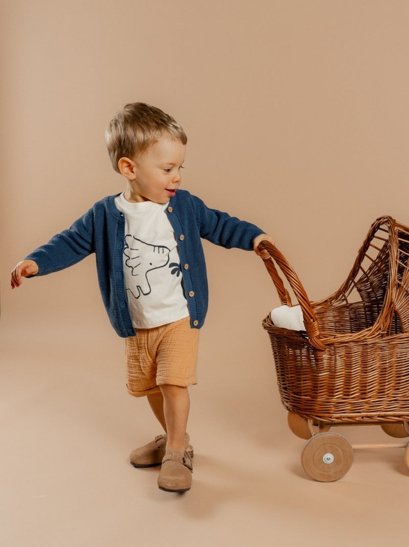 Cardigan en Tricot, Coton Noukie's Bleu - Kiabi