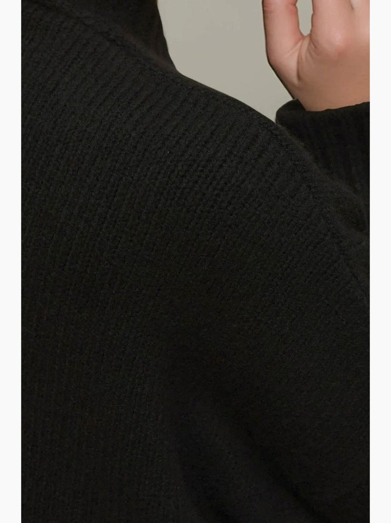Cardigan en tricot épais à col en v hiccup Noir - Kiabi