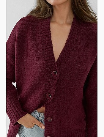 Cardigan en tricot épais à col en v hiccup