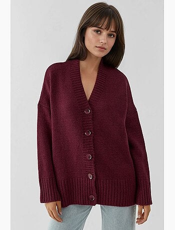 Cardigan en tricot épais à col en v hiccup