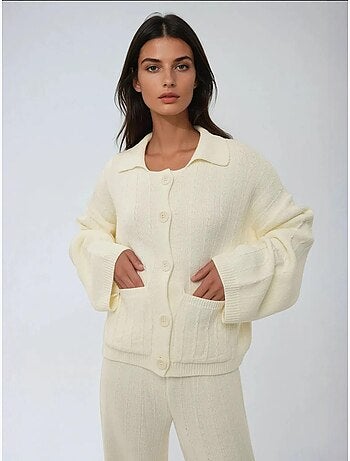 Cardigan en tricot texturé avec boutons