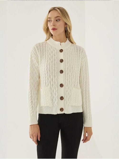 Cardigan en tricot texturé avec boutons - Kiabi