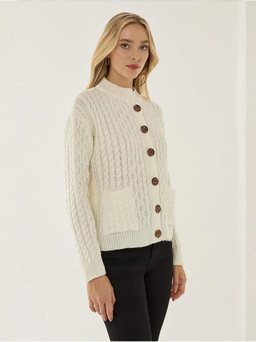 Cardigan en tricot texturé avec boutons - Kiabi
