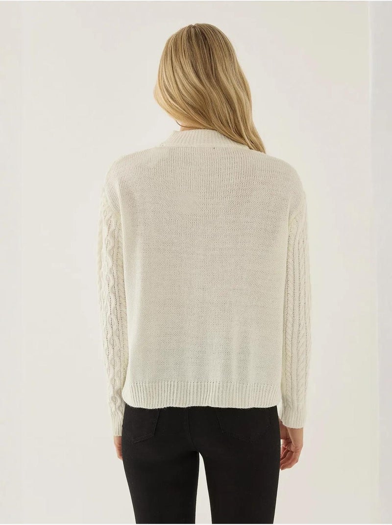 Cardigan en tricot texturé avec boutons Blanc - Kiabi