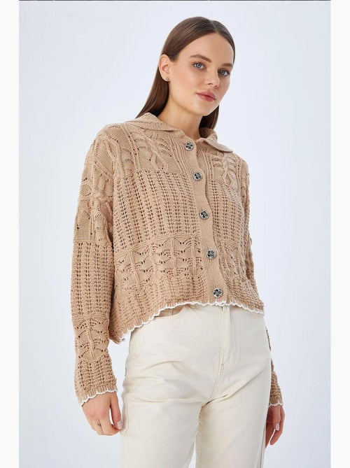 Cardigan en tricot texturé avec fermeture à boutons mixray - Kiabi Cardigan en tricot texturé avec fermeture à boutons mixray - Kiabi