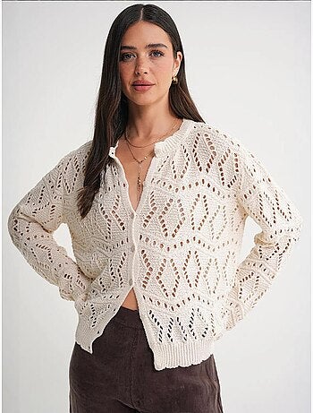 Cardigan en tricot texturé avec fermeture à boutons mixray