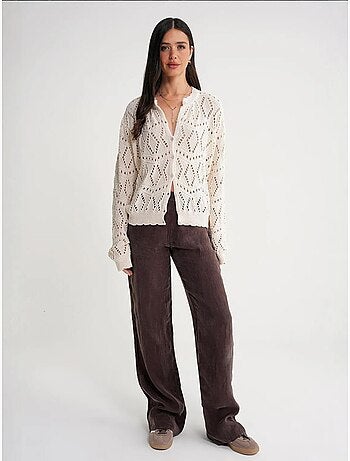Cardigan en tricot texturé avec fermeture à boutons mixray