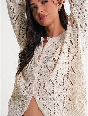 Cardigan en tricot texturé avec fermeture à boutons mixray