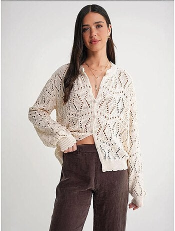 Cardigan en tricot texturé avec fermeture à boutons mixray