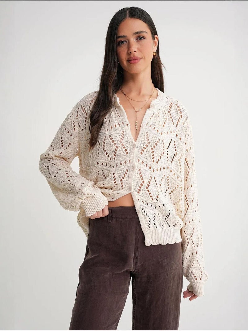 Cardigan en tricot texturé avec fermeture à boutons mixray Beige - Kiabi