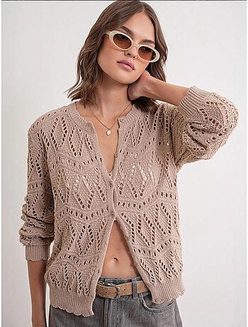 Cardigan en tricot texturé avec fermeture à boutons mixray