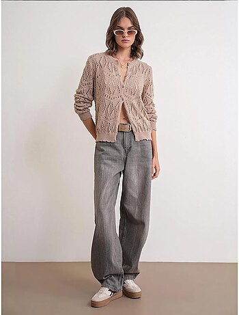 Cardigan en tricot texturé avec fermeture à boutons mixray