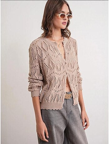 Cardigan en tricot texturé avec fermeture à boutons mixray