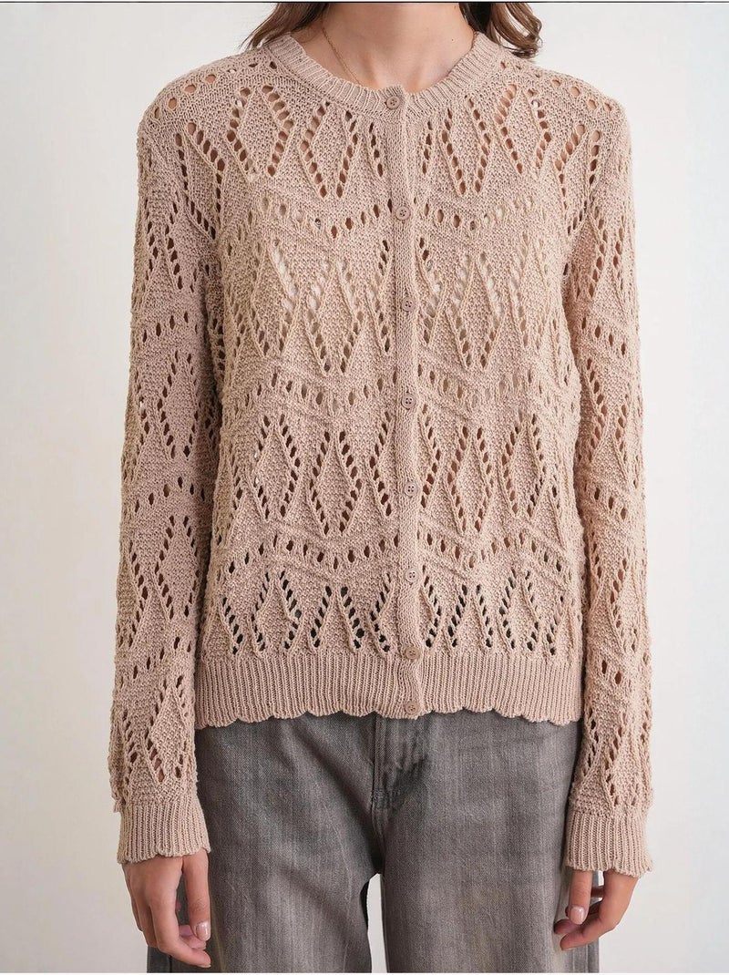 Cardigan en tricot texturé avec fermeture à boutons mixray Grège - Kiabi