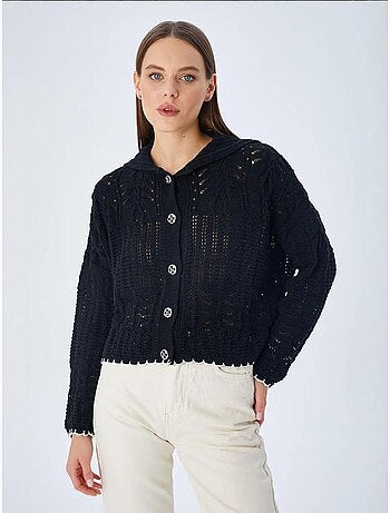 Cardigan en tricot texturé avec fermeture à boutons mixray