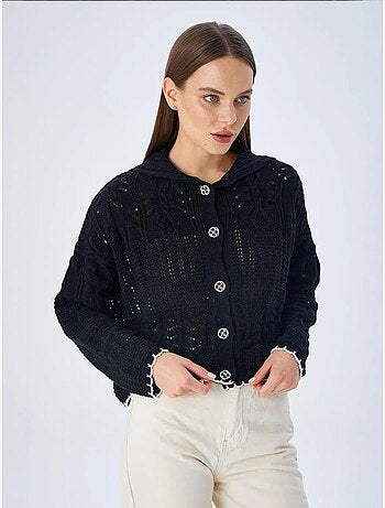 Cardigan en tricot texturé avec fermeture à boutons mixray