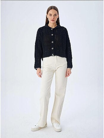 Cardigan en tricot texturé avec fermeture à boutons mixray