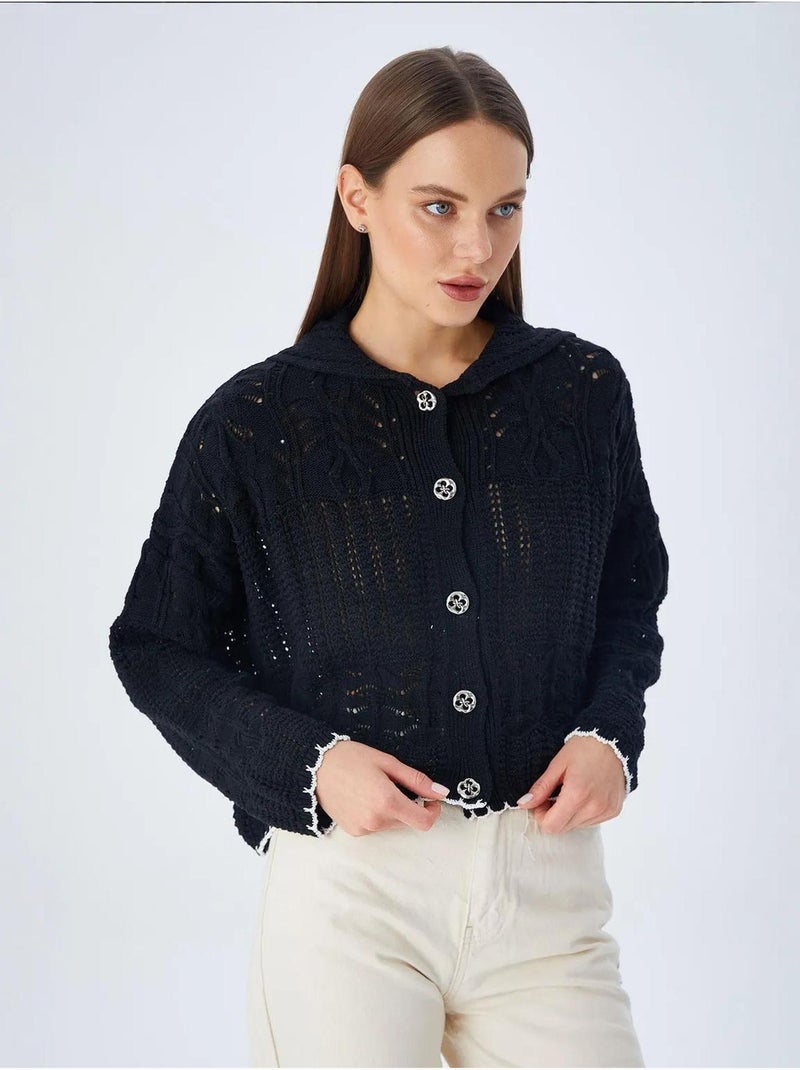 Cardigan en tricot texturé avec fermeture à boutons mixray Noir - Kiabi