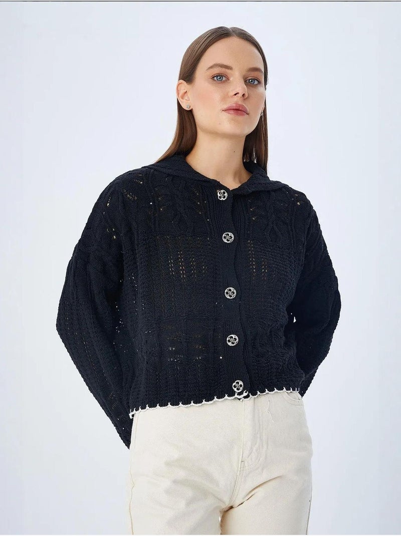 Cardigan en tricot texturé avec fermeture à boutons mixray Noir - Kiabi