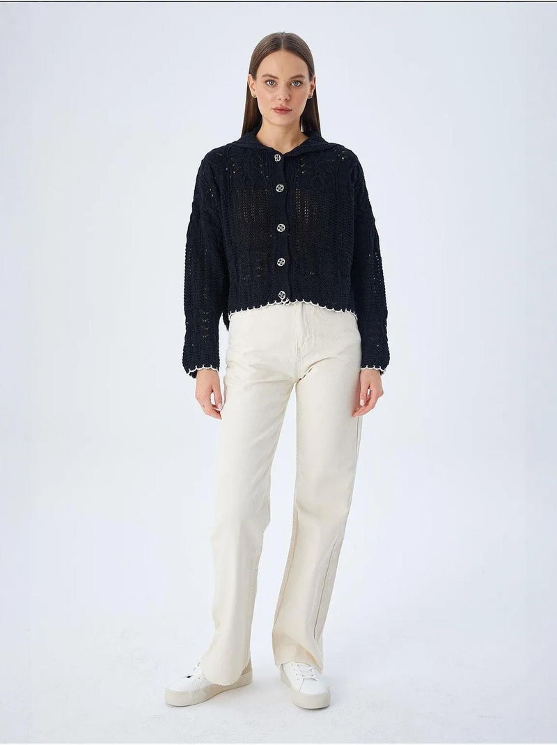 Cardigan en tricot texturé avec fermeture à boutons mixray Noir - Kiabi