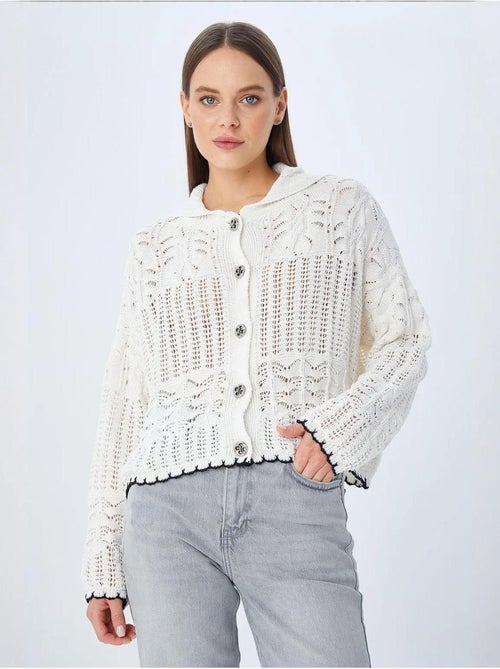 Cardigan en tricot texturé avec fermeture à boutons mixray - Kiabi Cardigan en tricot texturé avec fermeture à boutons mixray - Kiabi