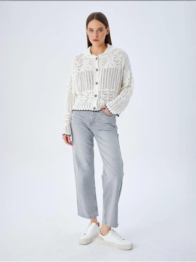 Cardigan en tricot texturé avec fermeture à boutons mixray Sable - Kiabi