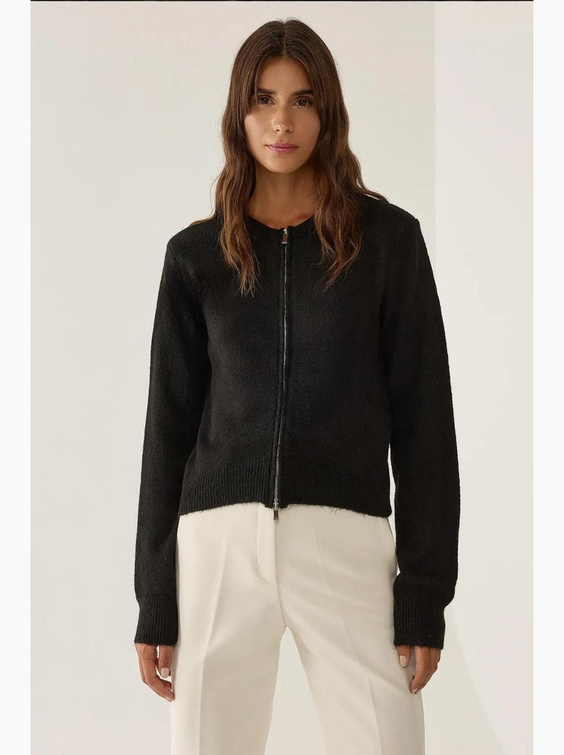 Cardigan en tricot zippé hiccup Noir - Kiabi