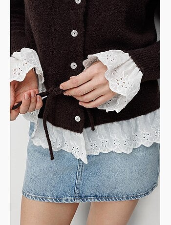 Cardigan femme à col rond et boutons mixray