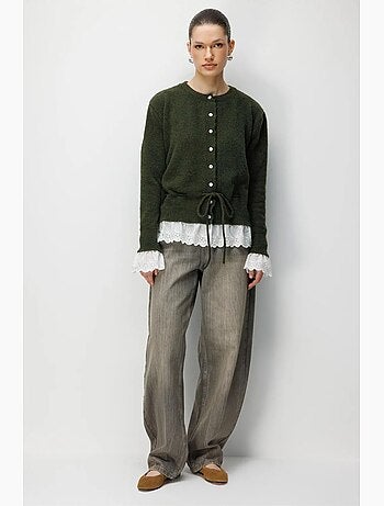 Cardigan femme à col rond et boutons mixray