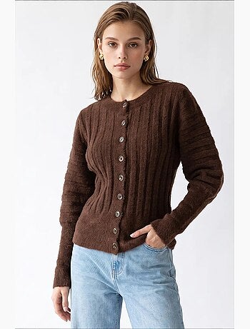 Cardigan femme à col rond mixray