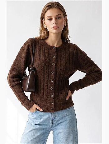 Cardigan femme à col rond mixray