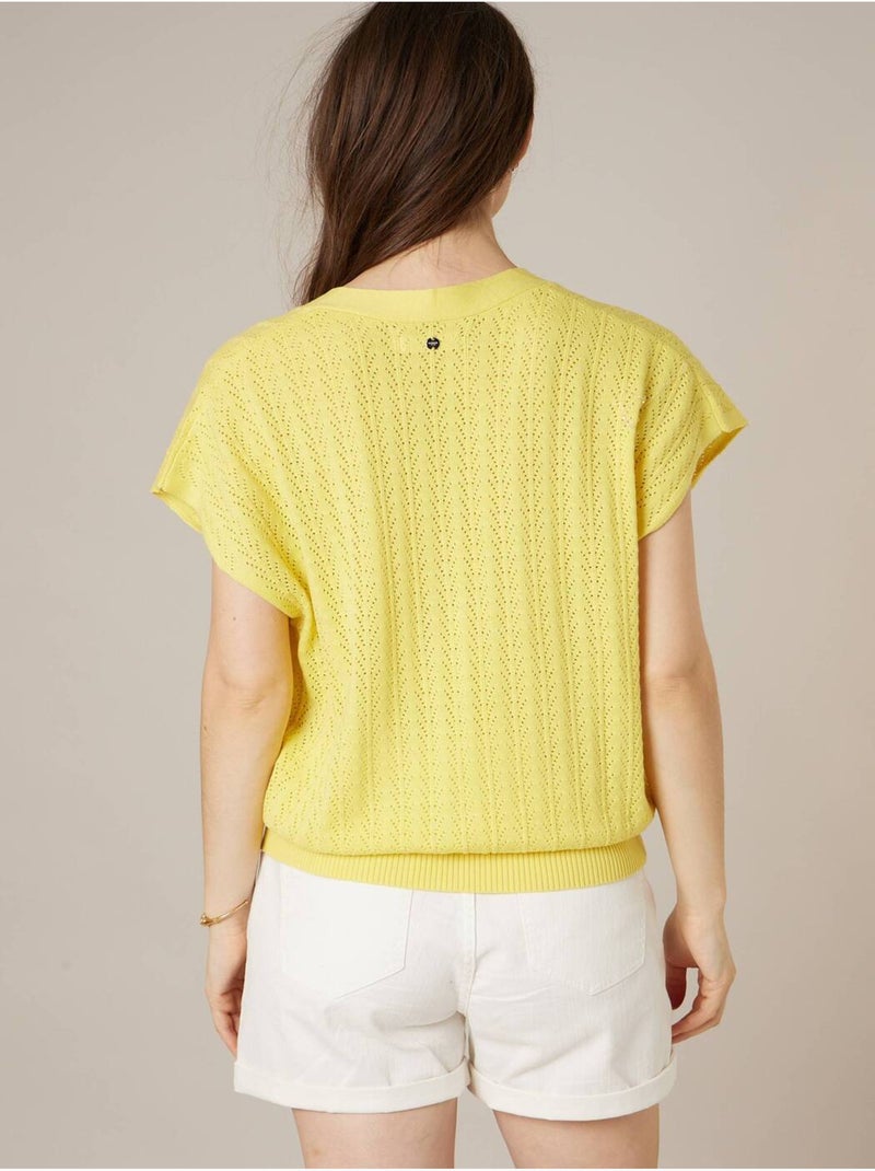 Cardigan femme en coton 'Deeluxe' Jaune - Kiabi