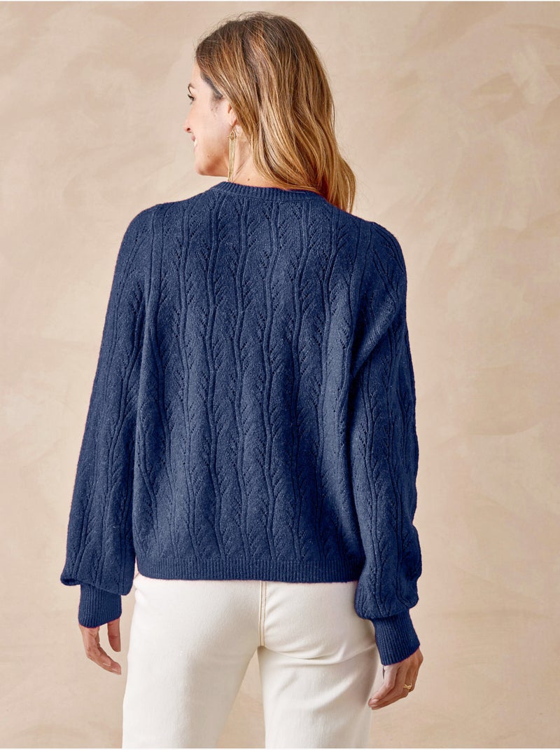 Cardigan femme en maille fantaisie - DAXON Bleu marine - Kiabi